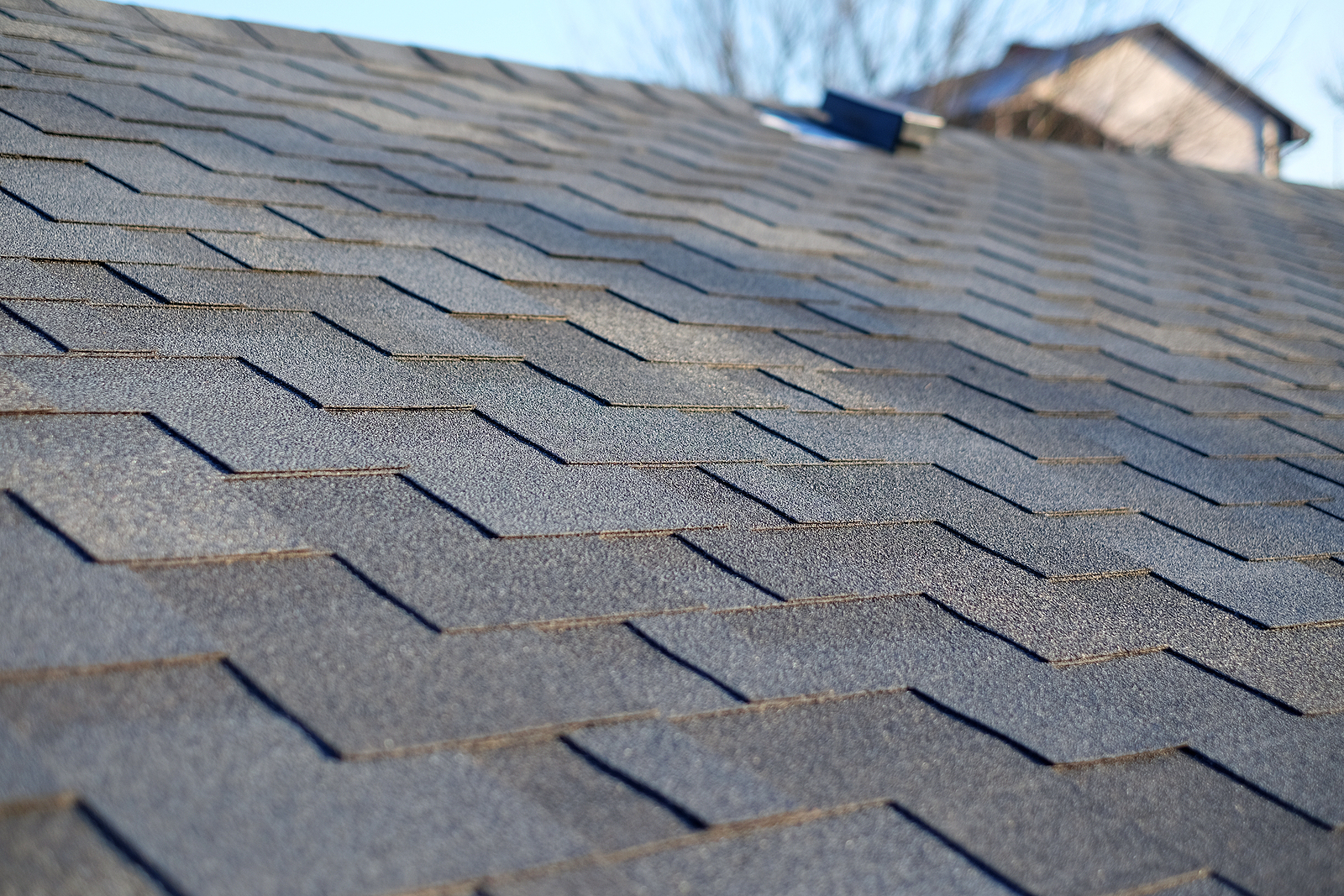 Closeup of a newly installed roof.